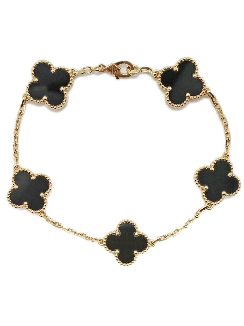 Van Cleef & Arpels Vintage Alhambra Bracelet Onyx 750 Yellow Gold